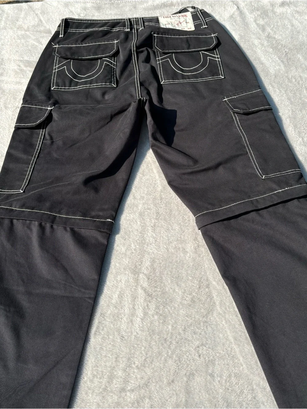NWT Men’s True Religion Convertible Zipper Cargo Pants Jeans Black Size 30 READ